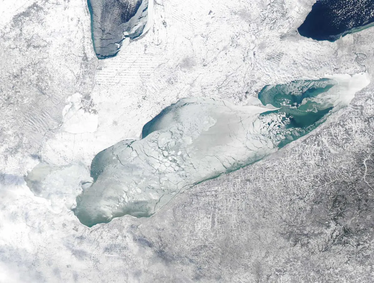 Satellite view of a coastline